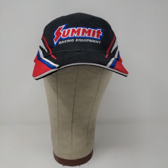 Summit Racing Equipment Strapback Hat Embroidered Logo Black Red Blue - Picture 2 of 10